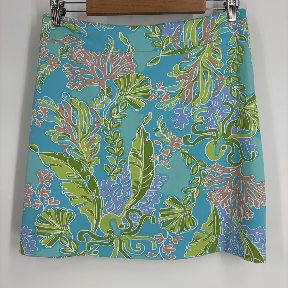 Sunsets & Sweet Tea Womens Coral Print Skort 8 Colorful Stretch Golf Resort